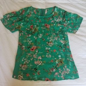 Floral green blouse